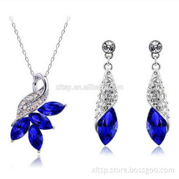 Korea hot sales blue Zircon Jewelry Set with earring and pendant